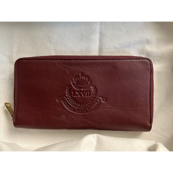 Ralph Lauren Leather Embossed LXVII Crownwallet Oxblood Burgundy NWD